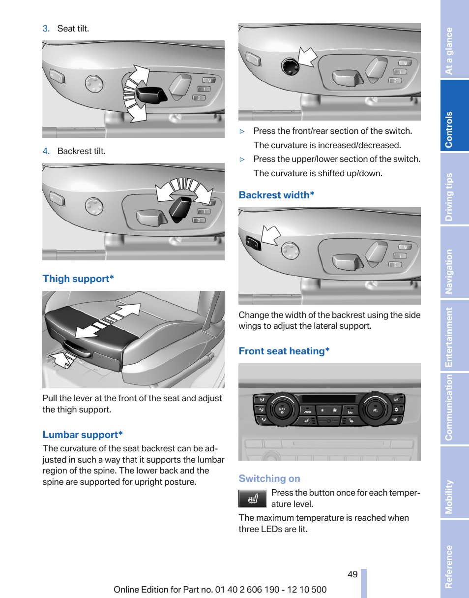 BMW X3 xDrive35i 2011 User Manual | Page 49 / 262