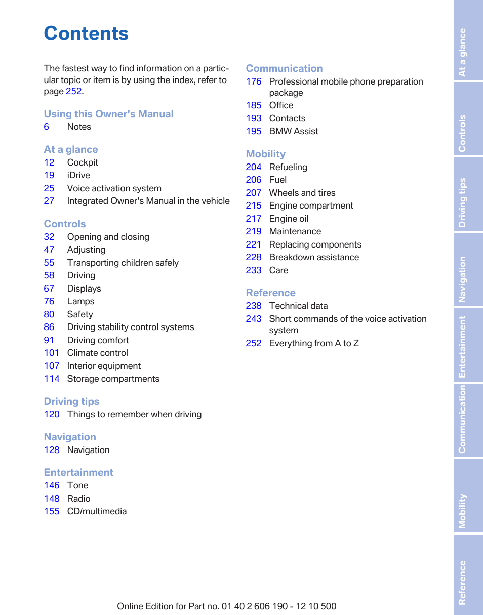 BMW X3 xDrive35i 2011 User Manual | Page 5 / 262