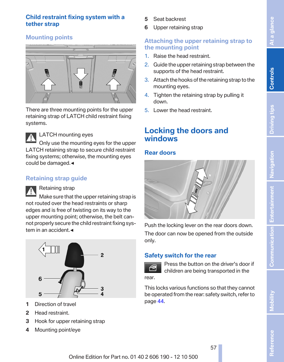 Locking the doors and windows | BMW X3 xDrive35i 2011 User Manual | Page 57 / 262