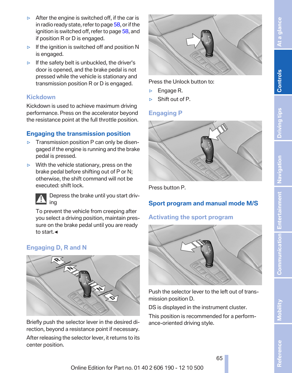 BMW X3 xDrive35i 2011 User Manual | Page 65 / 262