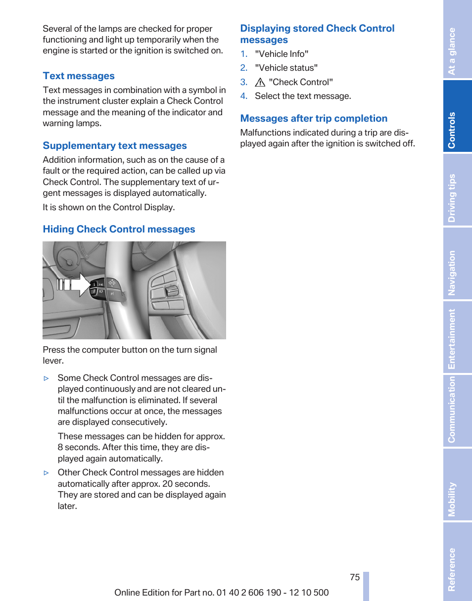 BMW X3 xDrive35i 2011 User Manual | Page 75 / 262