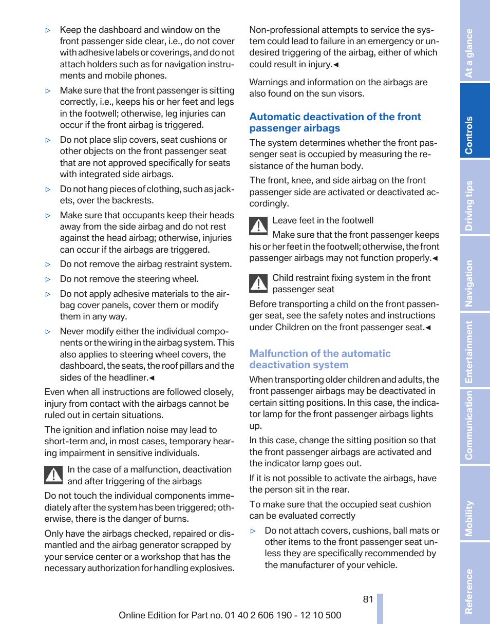 BMW X3 xDrive35i 2011 User Manual | Page 81 / 262