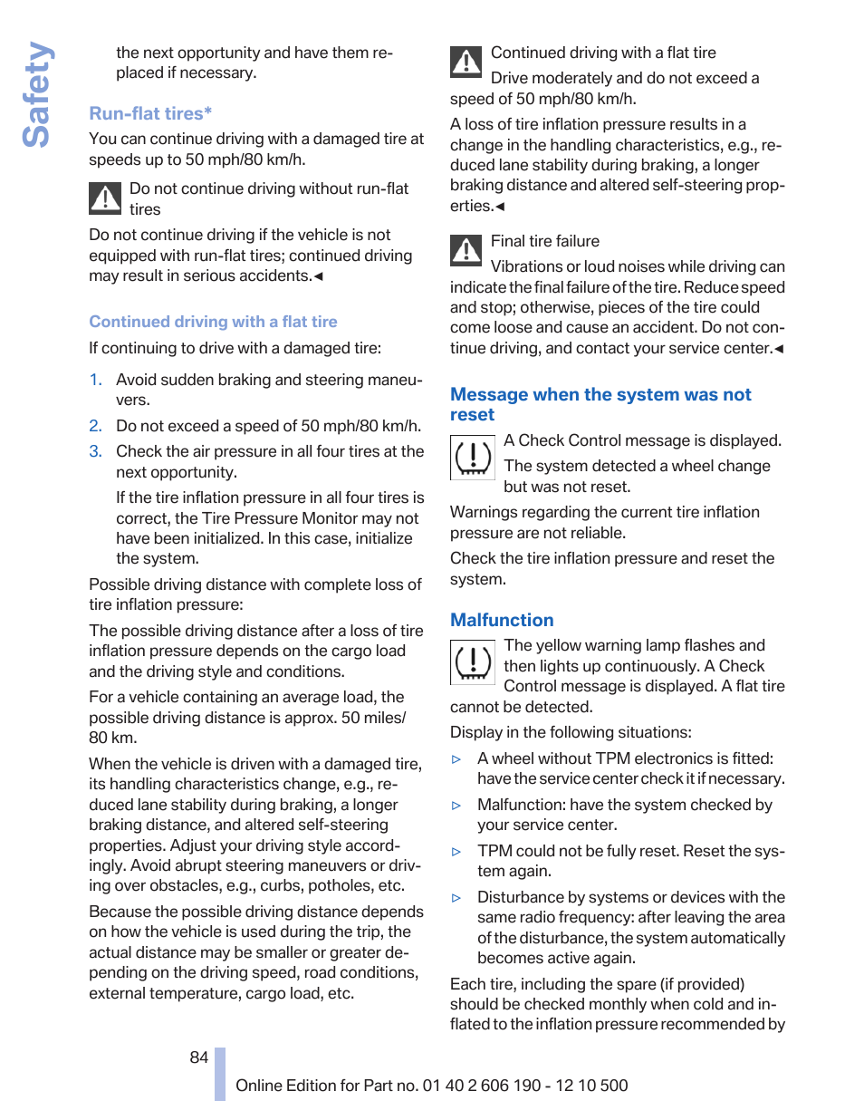 Safety | BMW X3 xDrive35i 2011 User Manual | Page 84 / 262