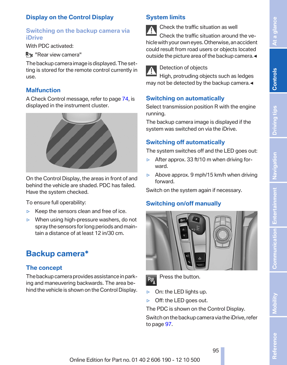 Backup camera, Selec, Can be | BMW X3 xDrive35i 2011 User Manual | Page 95 / 262