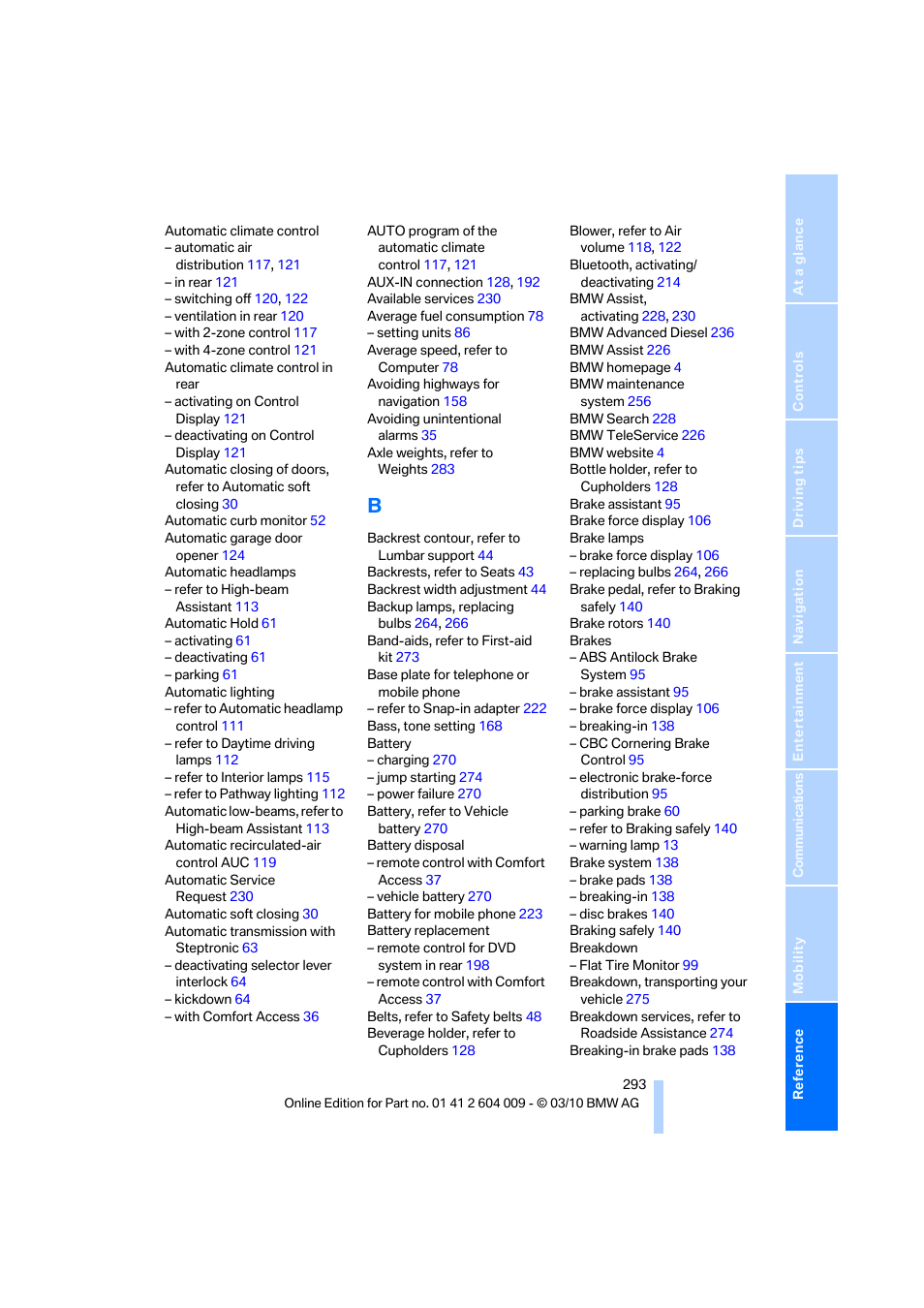 BMW X6 xDrive50i 2011 User Manual | Page 295 / 312