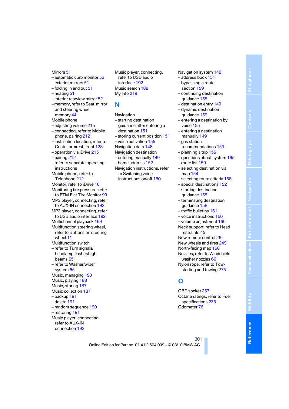 BMW X6 xDrive50i 2011 User Manual | Page 303 / 312