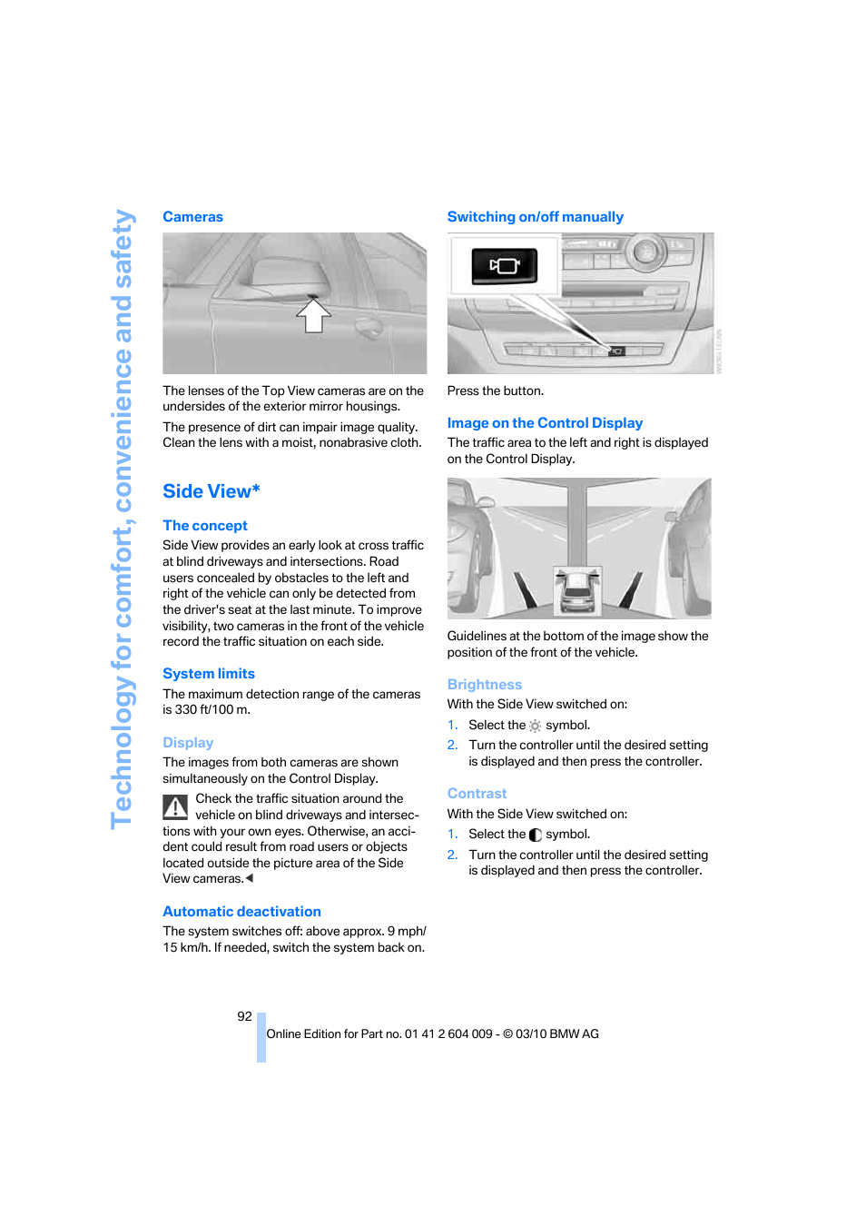 Side view, Technology for comfort, convenience and safety | BMW X6 xDrive50i 2011 User Manual | Page 94 / 312