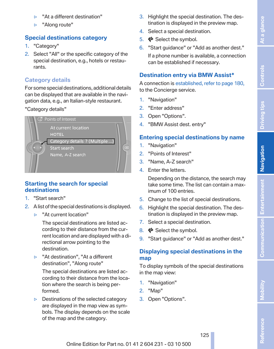 Bmw assist*, refer | BMW Z4 sDrive35is 2011 User Manual | Page 125 / 247