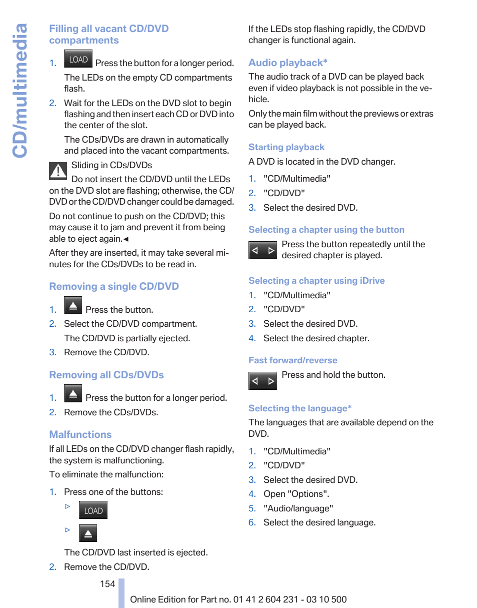 Cd/multimedia | BMW Z4 sDrive35is 2011 User Manual | Page 154 / 247