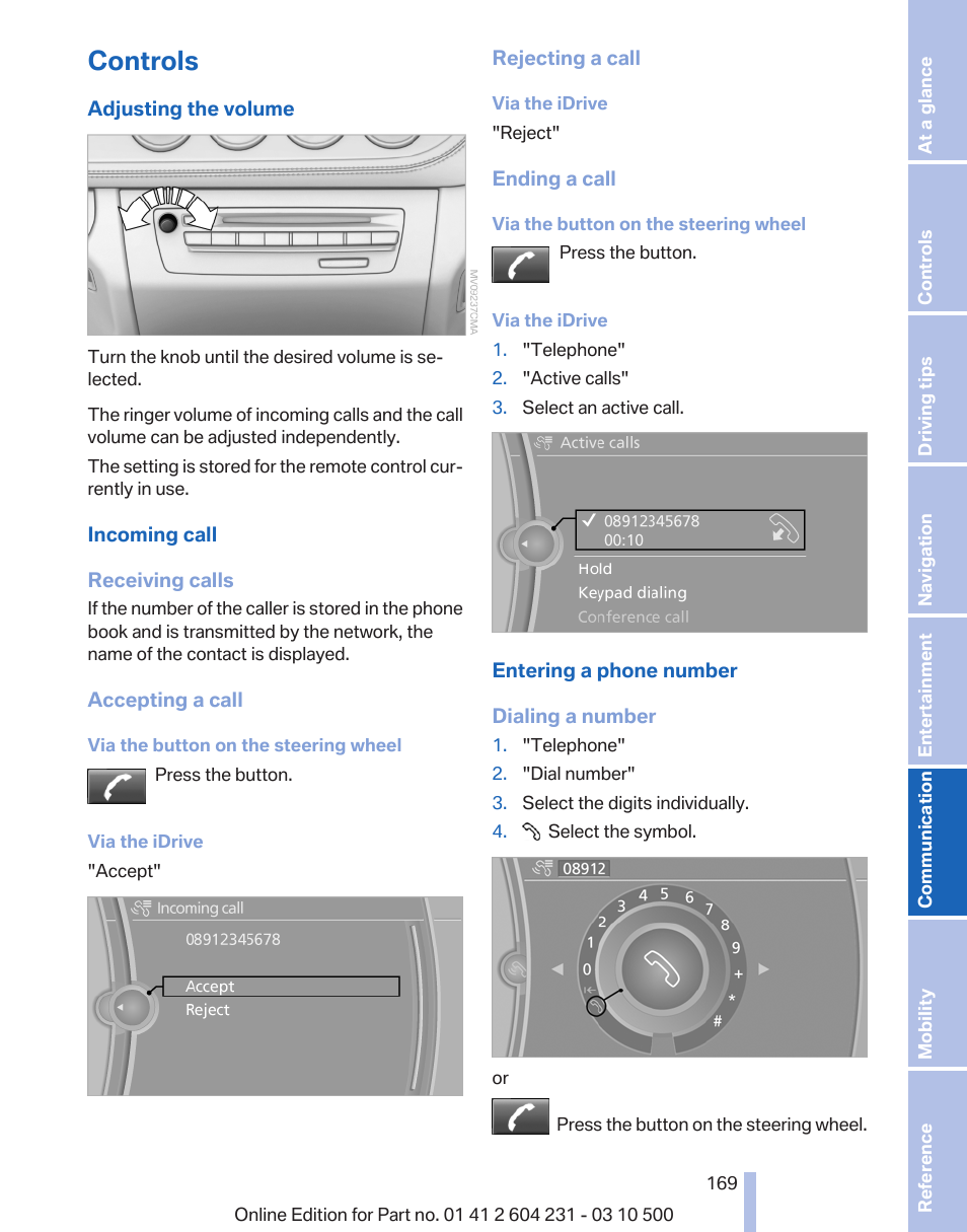 Controls | BMW Z4 sDrive35is 2011 User Manual | Page 169 / 247