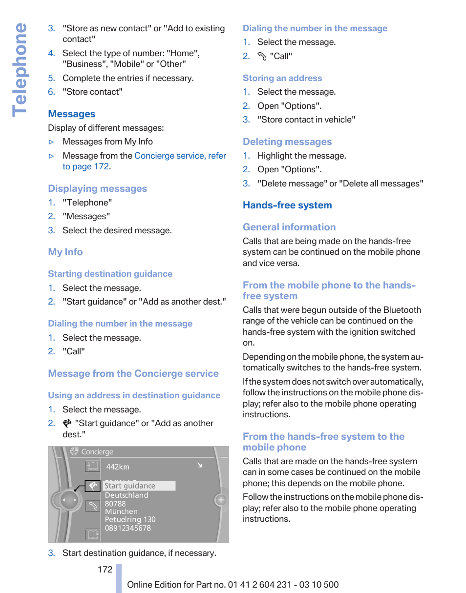 Telephone | BMW Z4 sDrive35is 2011 User Manual | Page 172 / 247