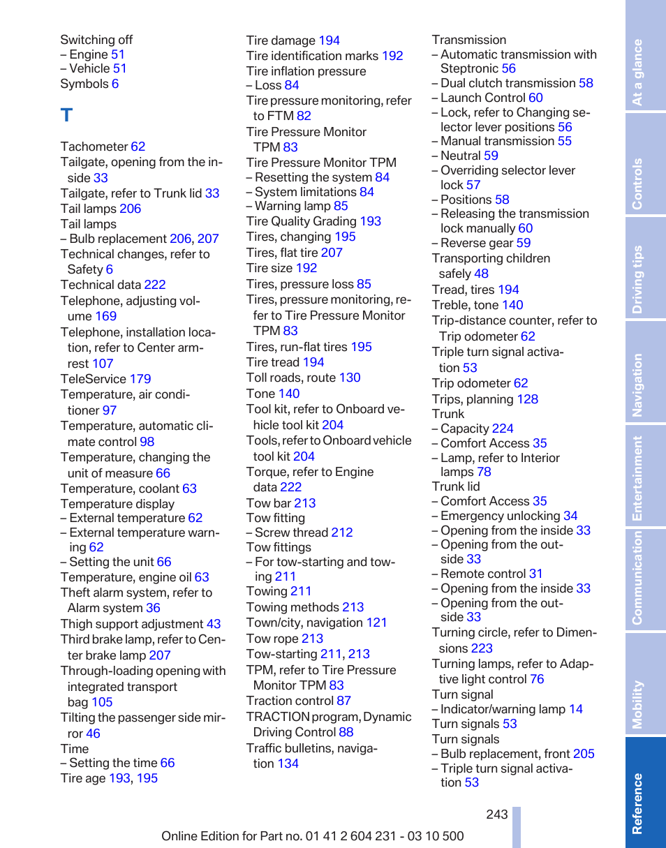 BMW Z4 sDrive35is 2011 User Manual | Page 243 / 247