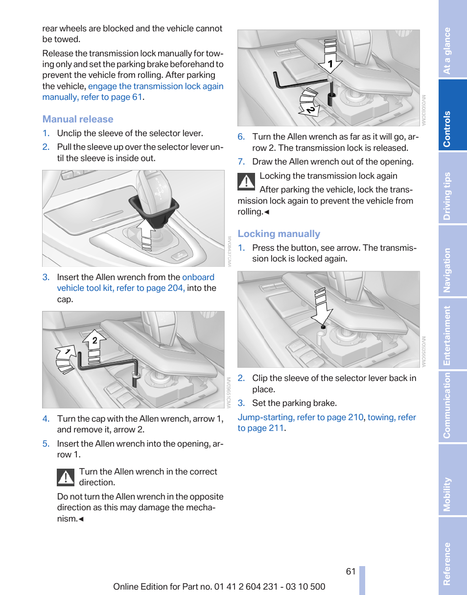 BMW Z4 sDrive35is 2011 User Manual | Page 61 / 247