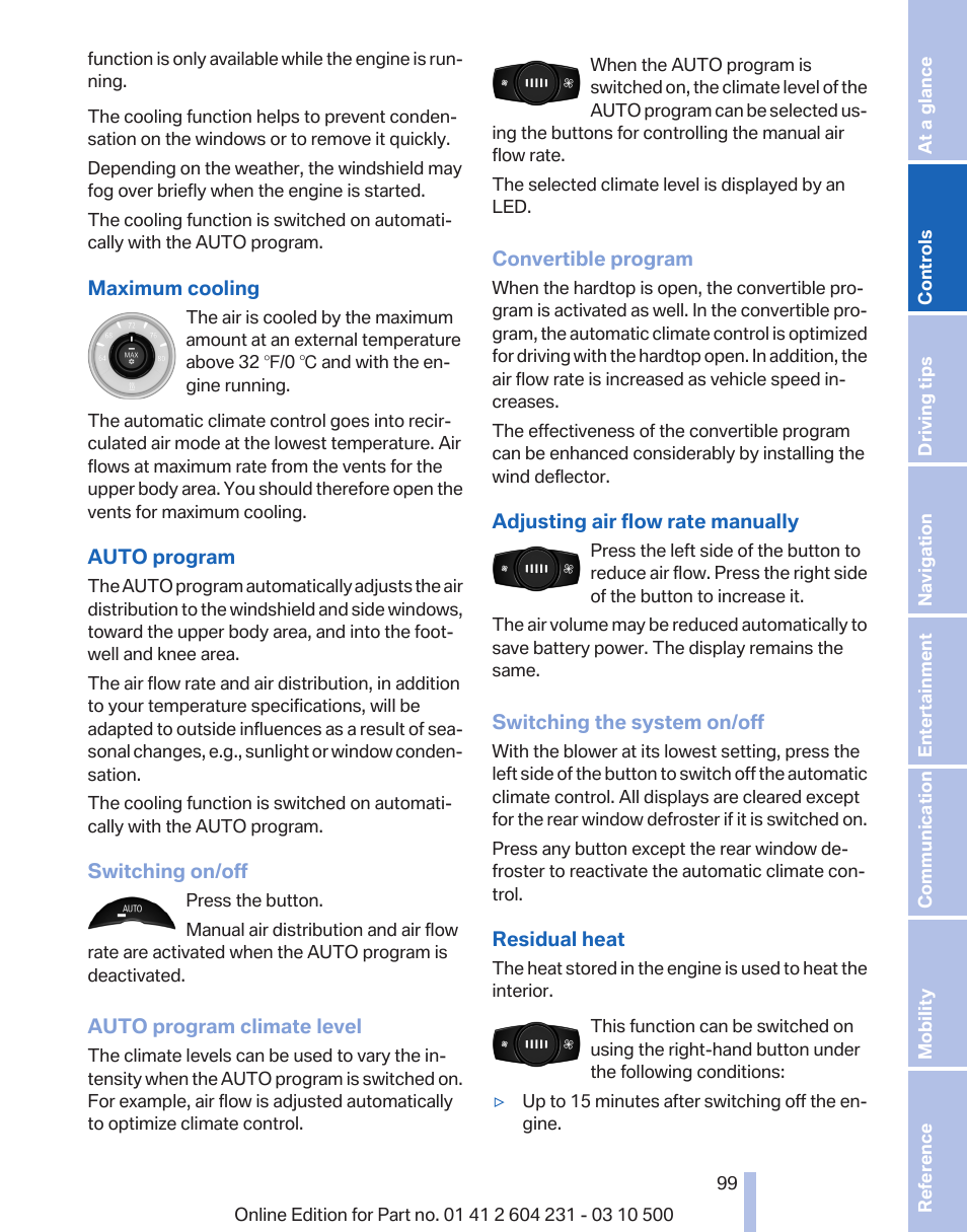 BMW Z4 sDrive35is 2011 User Manual | Page 99 / 247