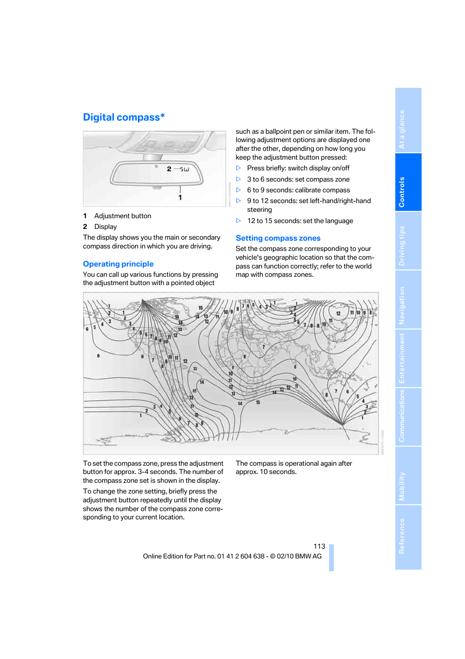 Digital compass | BMW M3 Sedan 2011 User Manual | Page 115 / 278