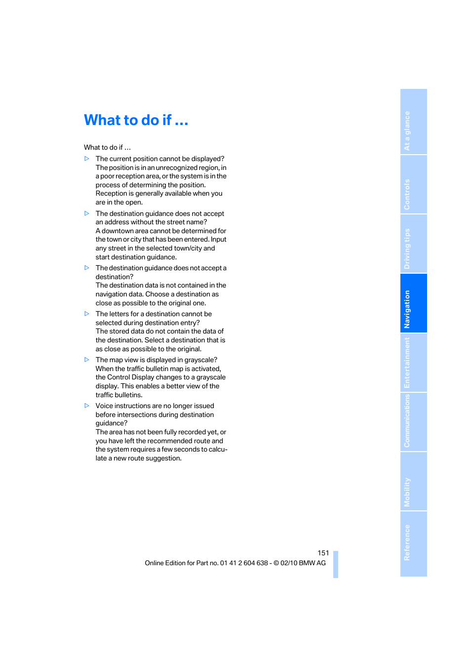 What to do if | BMW M3 Sedan 2011 User Manual | Page 153 / 278