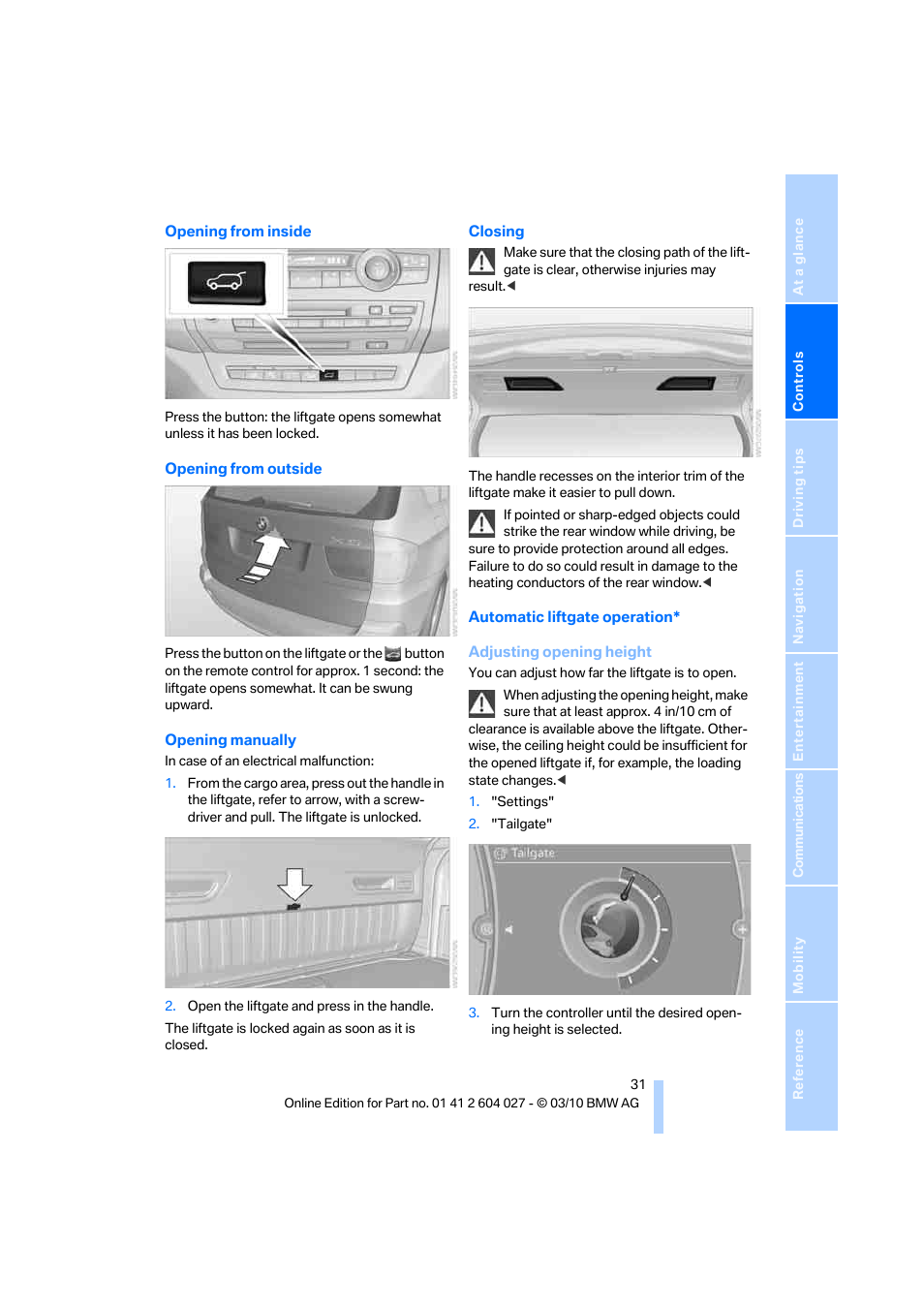 BMW X6 M 2011 User Manual | Page 33 / 312