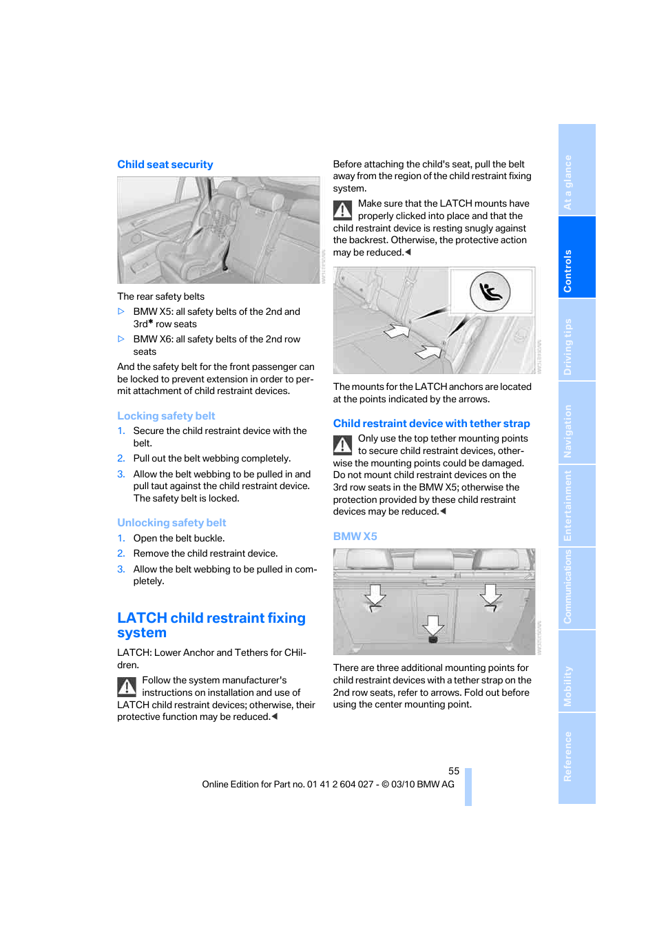 Latch child restraint fixing system | BMW X6 M 2011 User Manual | Page 57 / 312