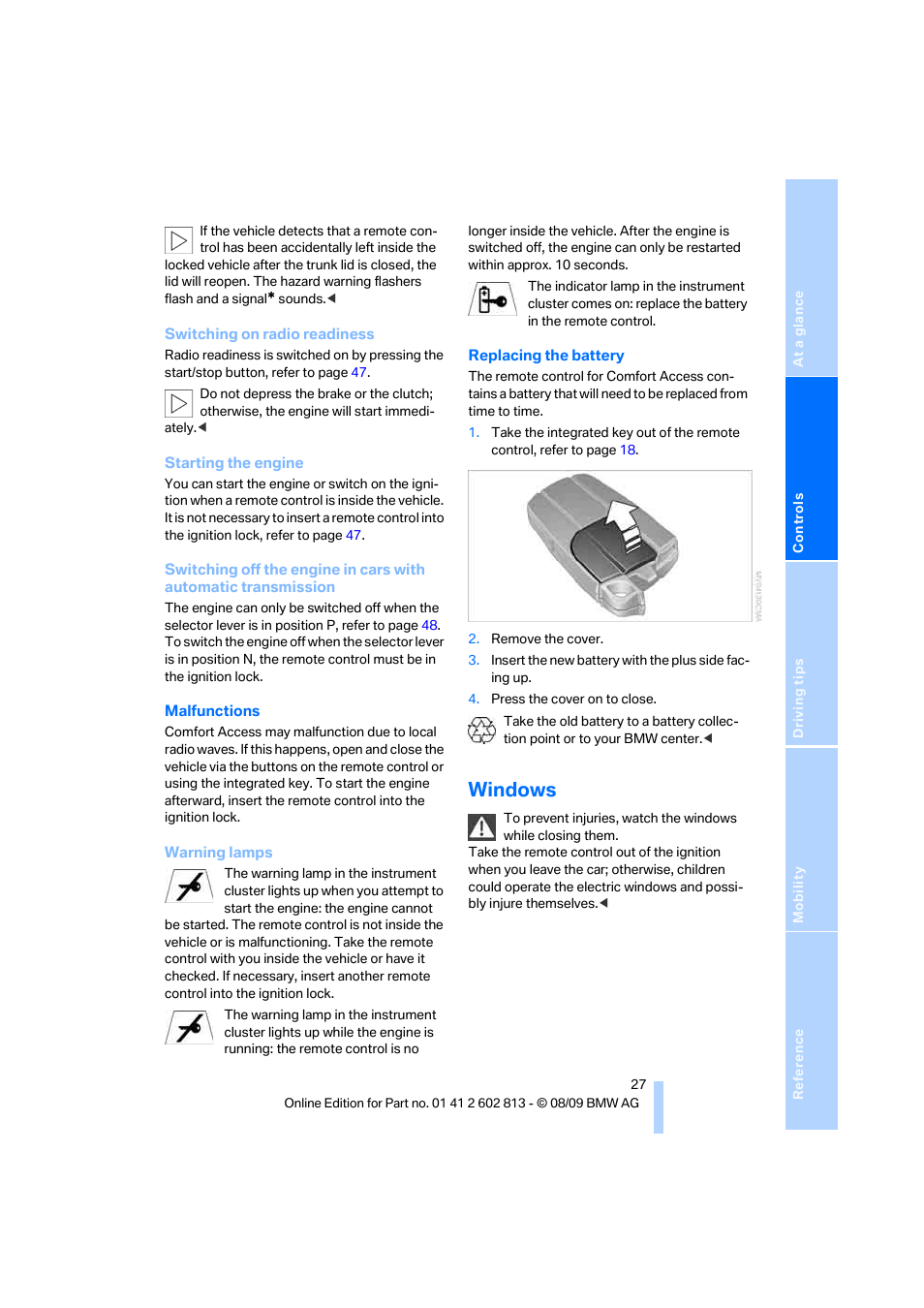 Windows | BMW 135i Convertible 2010 User Manual | Page 29 / 166