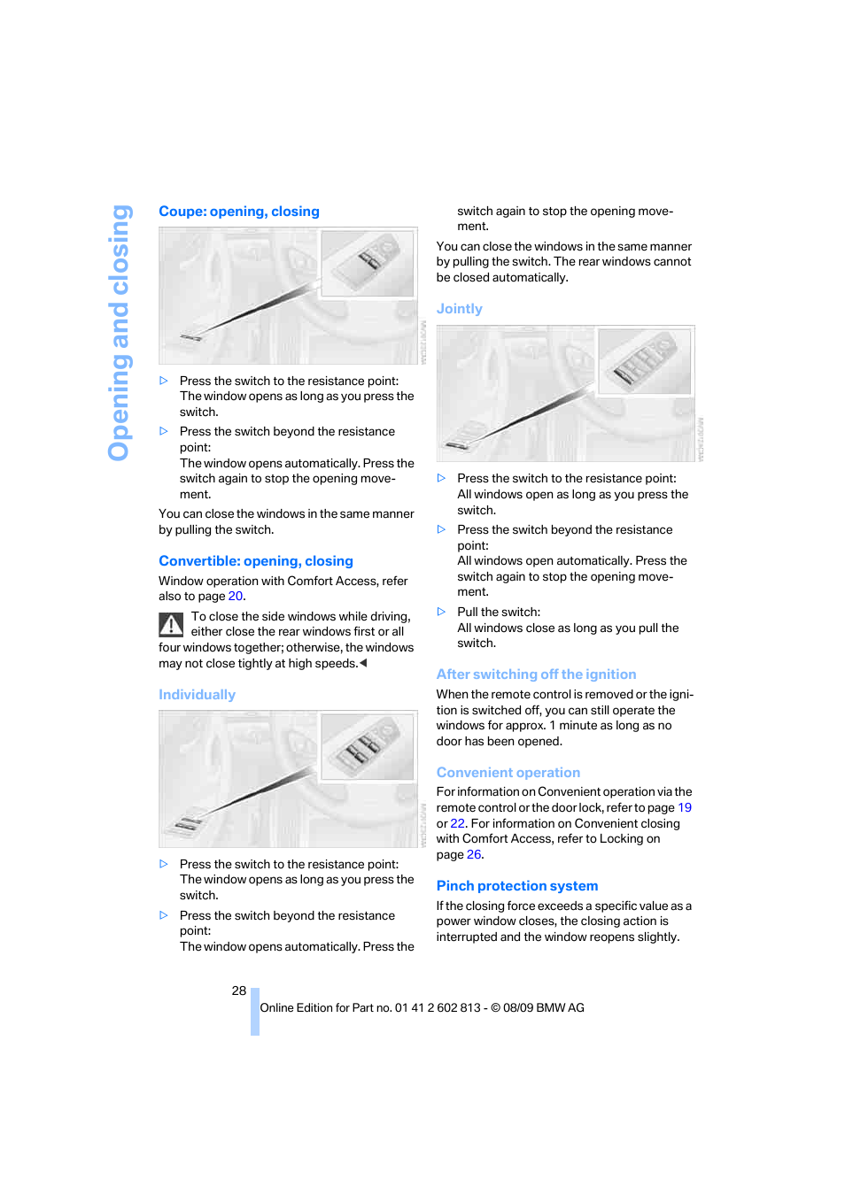 Opening and closing | BMW 135i Convertible 2010 User Manual | Page 30 / 166