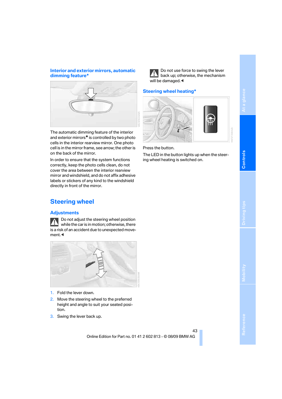 Steering wheel, Wheel | BMW 135i Convertible 2010 User Manual | Page 45 / 166