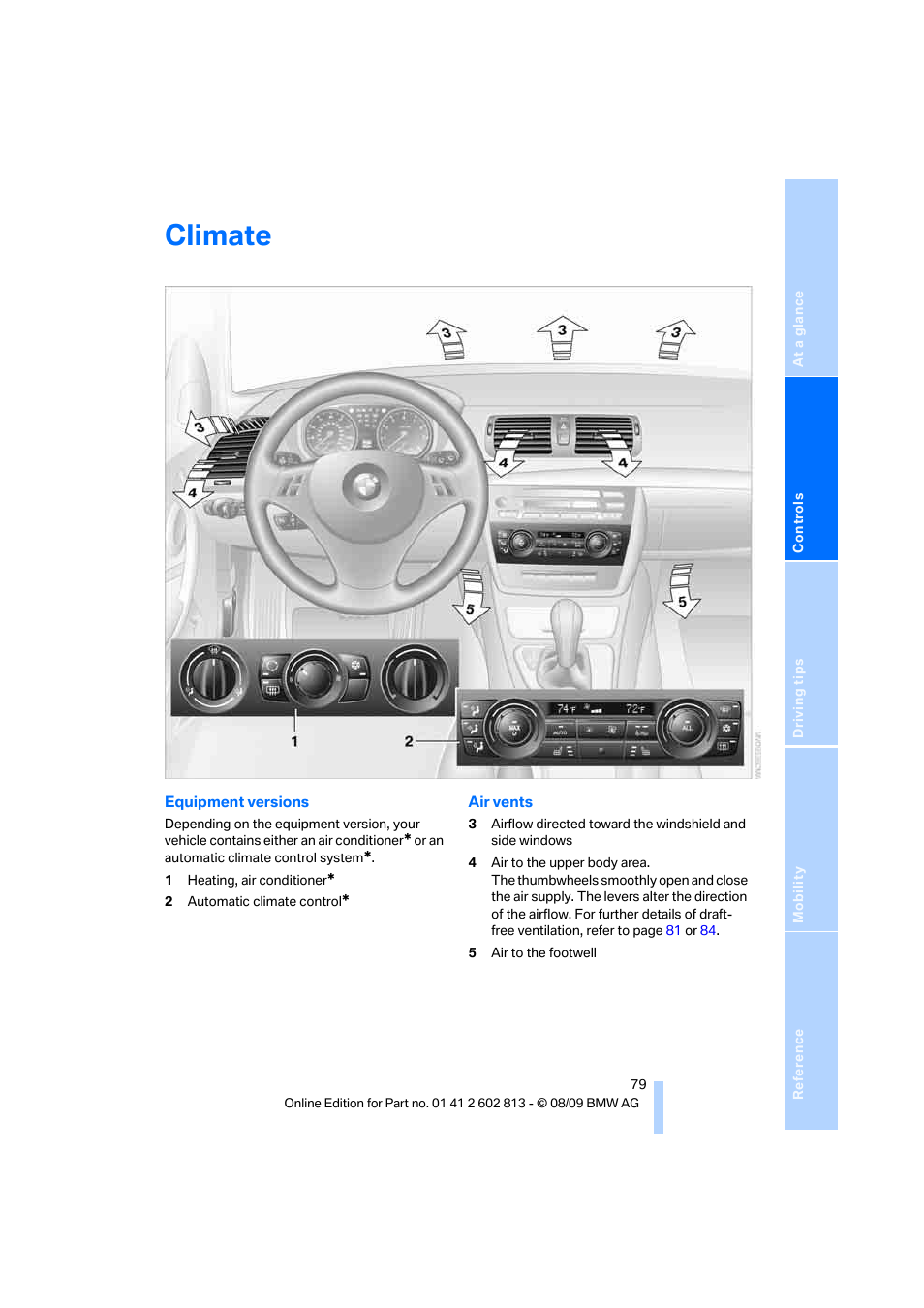 Climate | BMW 135i Convertible 2010 User Manual | Page 81 / 166