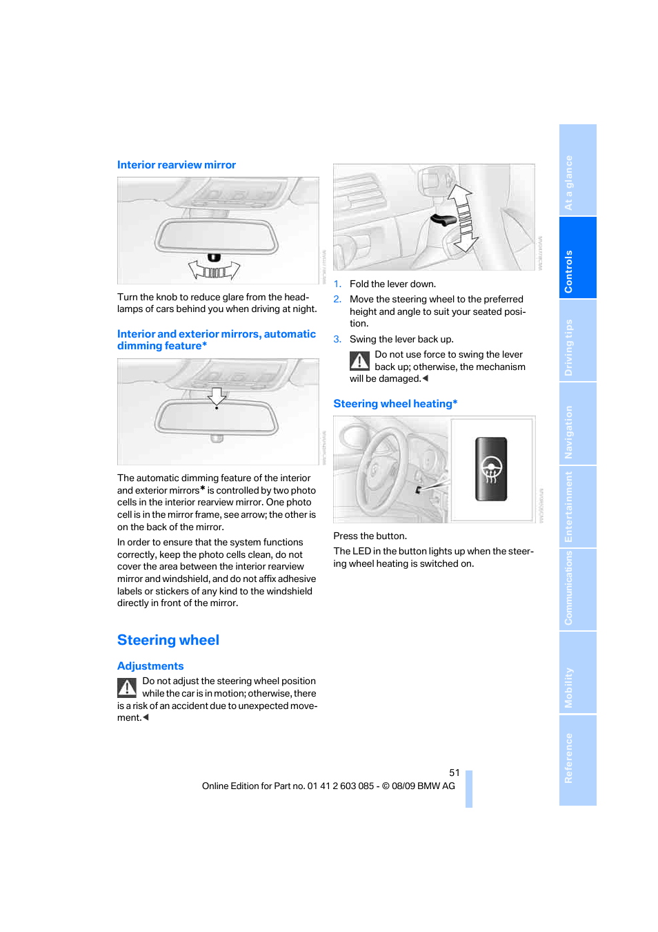 Steering wheel, Wheel | BMW 328i Convertible 2010 User Manual | Page 53 / 266