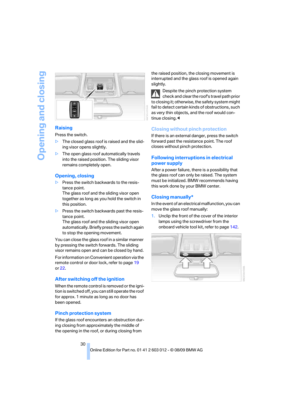 Opening and closing | BMW 335i Convertible 2010 User Manual | Page 32 / 188