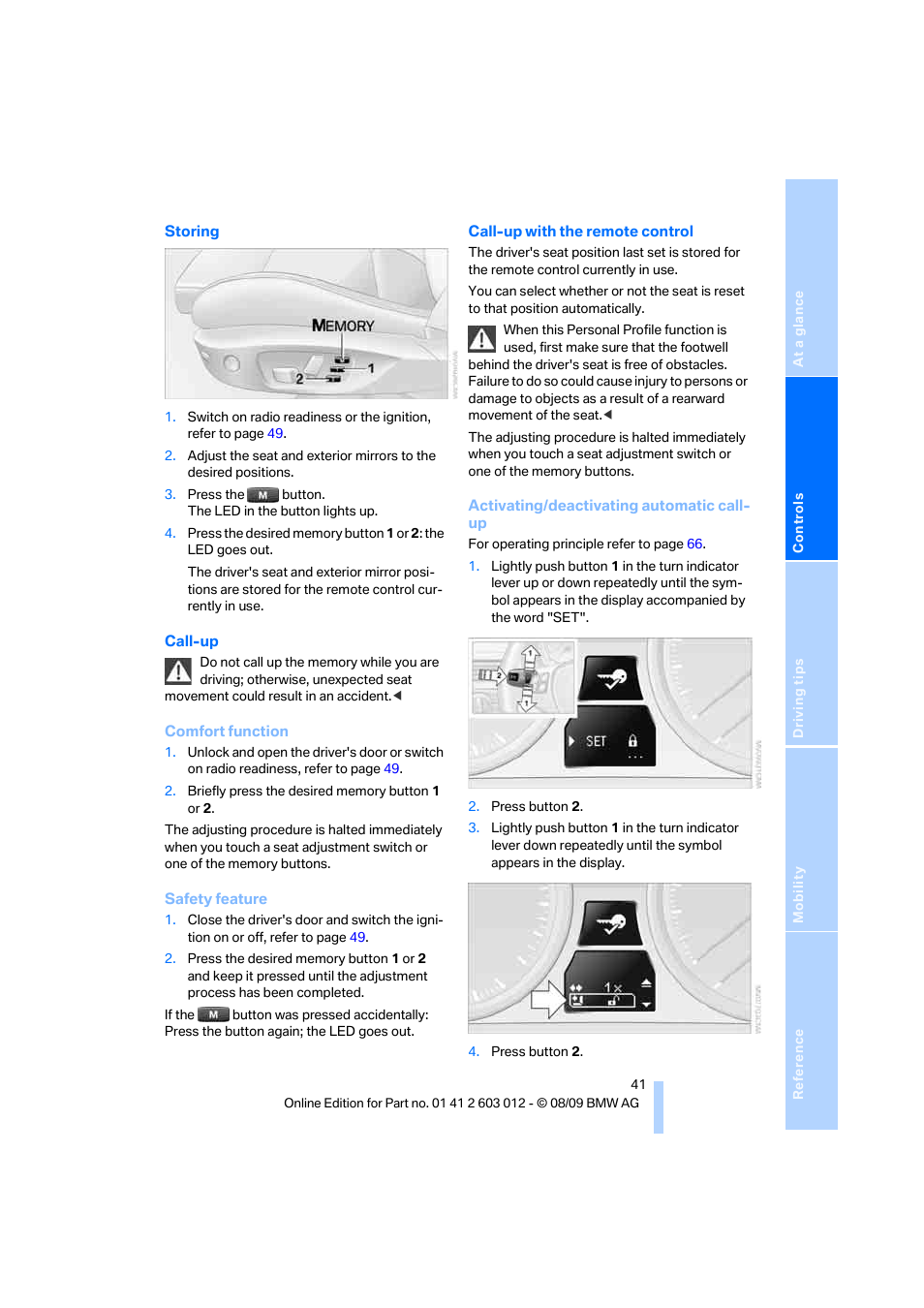 BMW 335i Convertible 2010 User Manual | Page 43 / 188