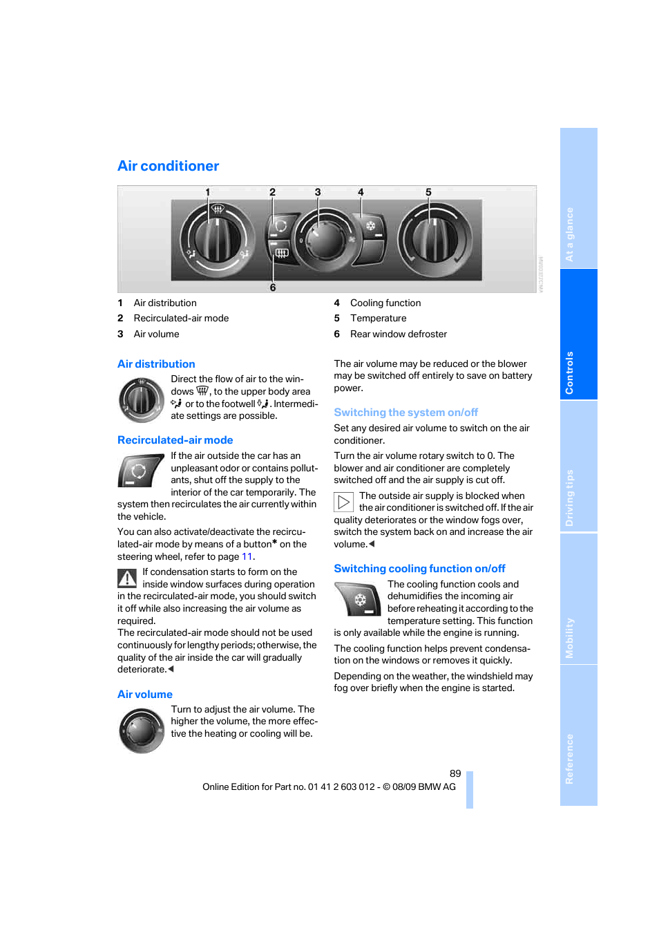 Air conditioner, Ioner | BMW 335i Convertible 2010 User Manual | Page 91 / 188