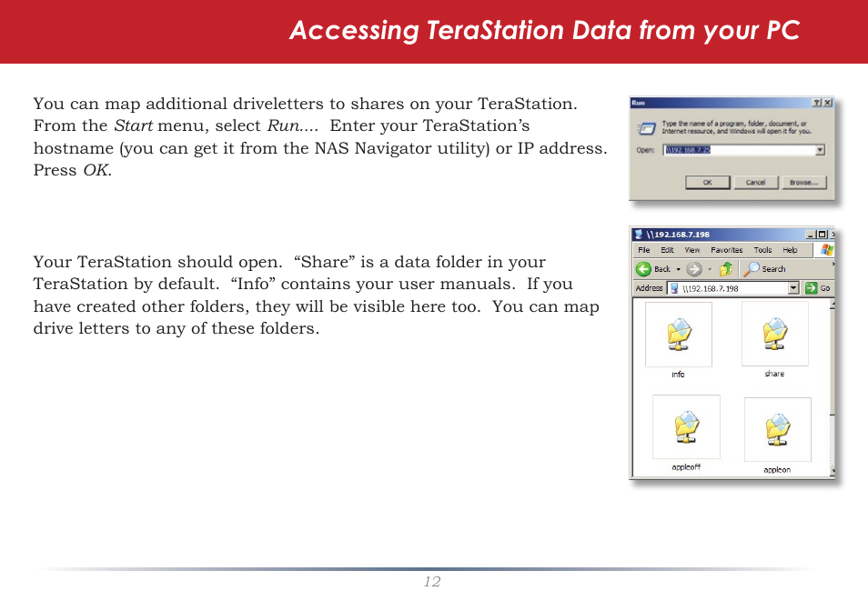 Accessing terastation data from your pc | Buffalo Technology Rackmount TeraStation Pro TS-RHTGL/R5 User Manual | Page 12 / 76