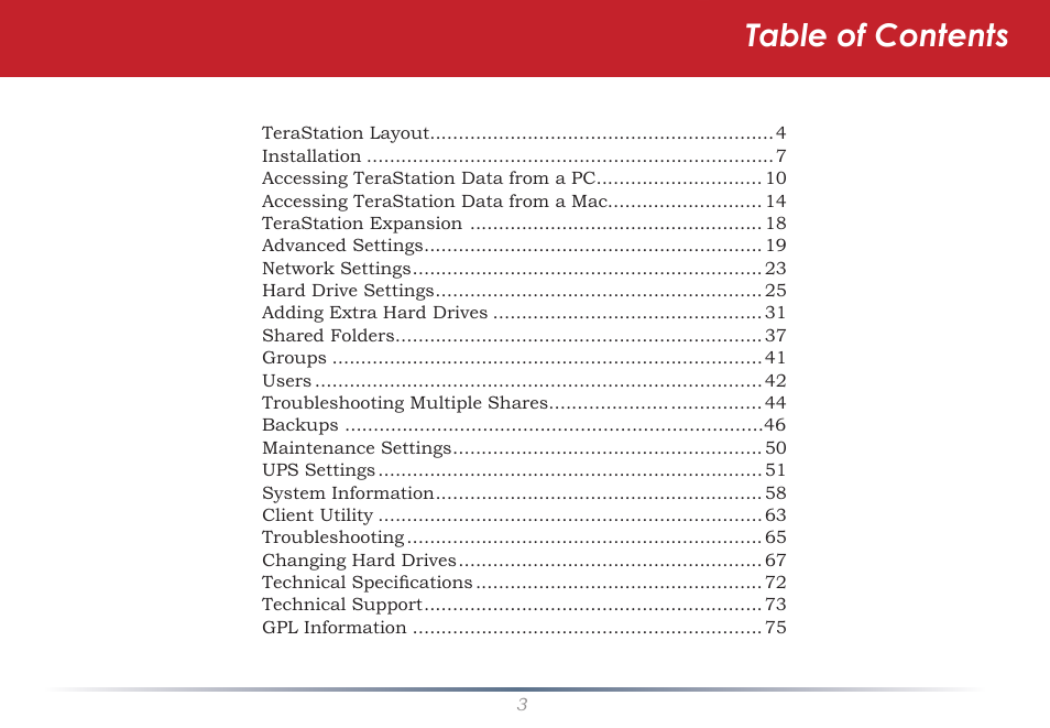 Buffalo Technology Rackmount TeraStation Pro TS-RHTGL/R5 User Manual | Page 3 / 76