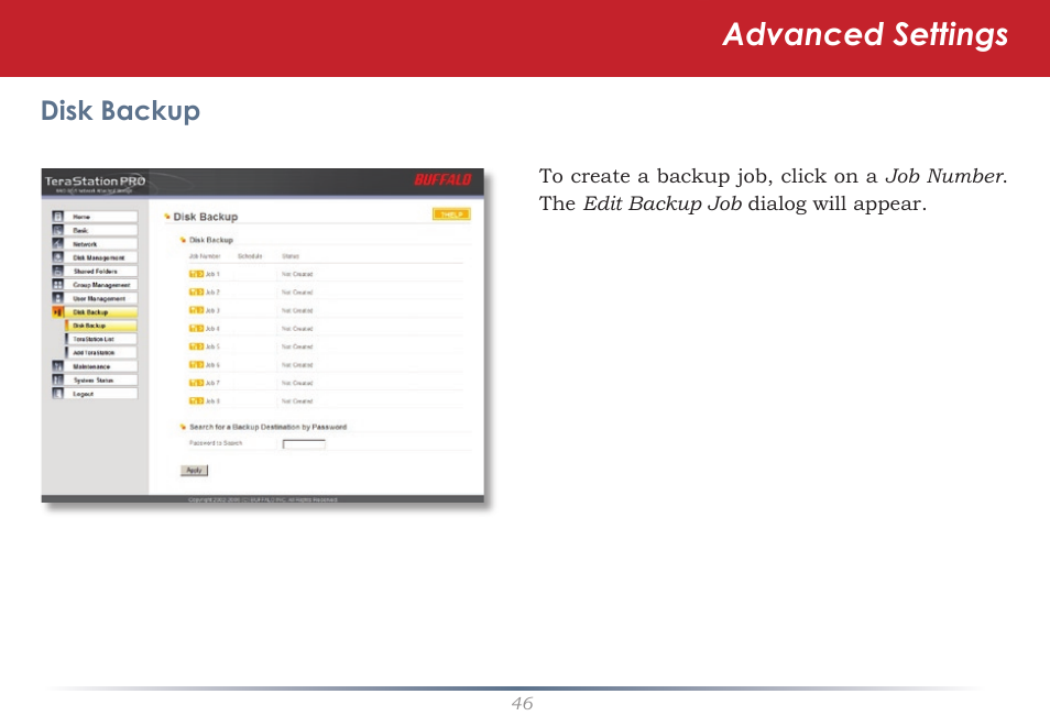 Advanced settings | Buffalo Technology Rackmount TeraStation Pro TS-RHTGL/R5 User Manual | Page 46 / 76