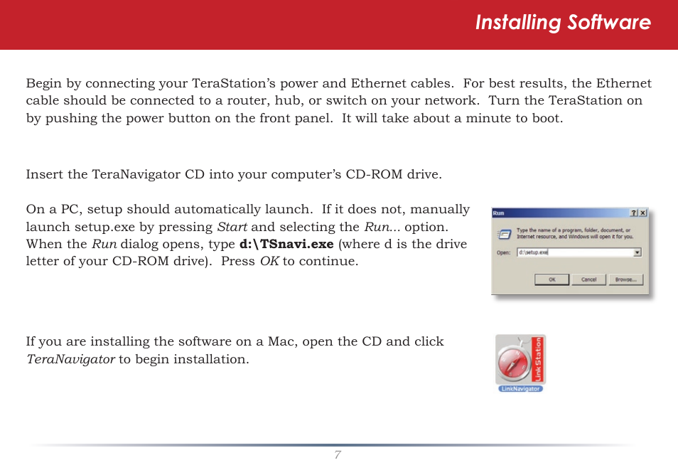 Installing software | Buffalo Technology Rackmount TeraStation Pro TS-RHTGL/R5 User Manual | Page 7 / 76