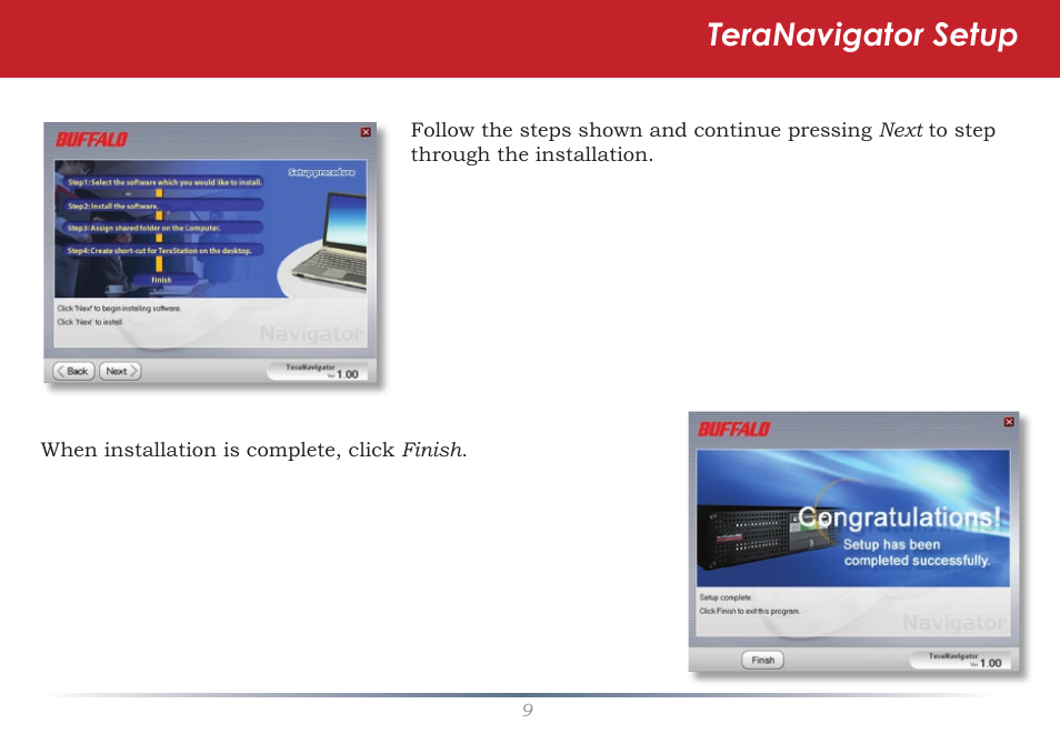 Teranavigator setup | Buffalo Technology Rackmount TeraStation Pro TS-RHTGL/R5 User Manual | Page 9 / 76