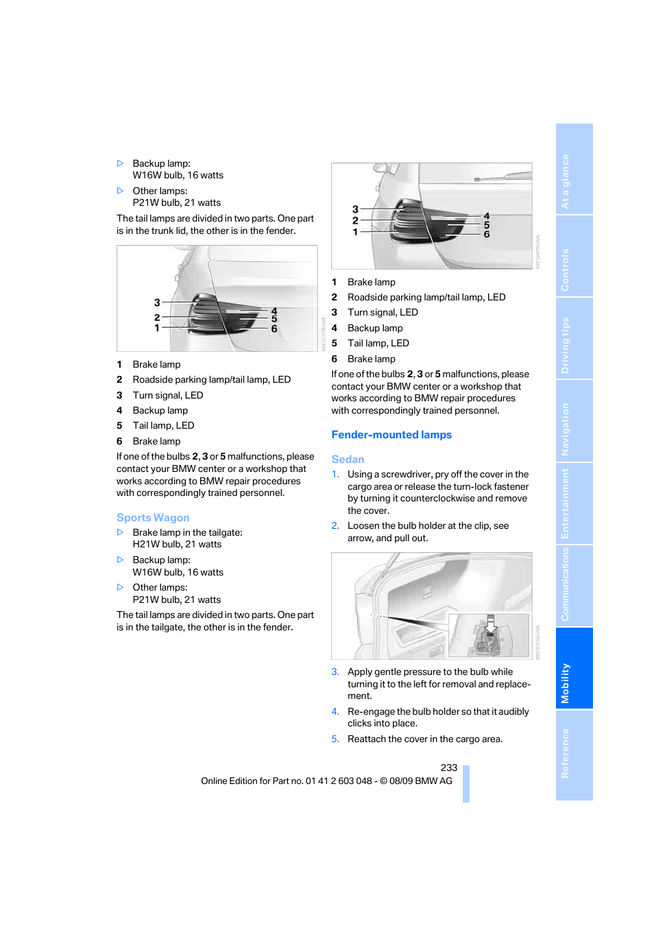 BMW 328i xDrive Sports Wagon 2010 User Manual | Page 235 / 274