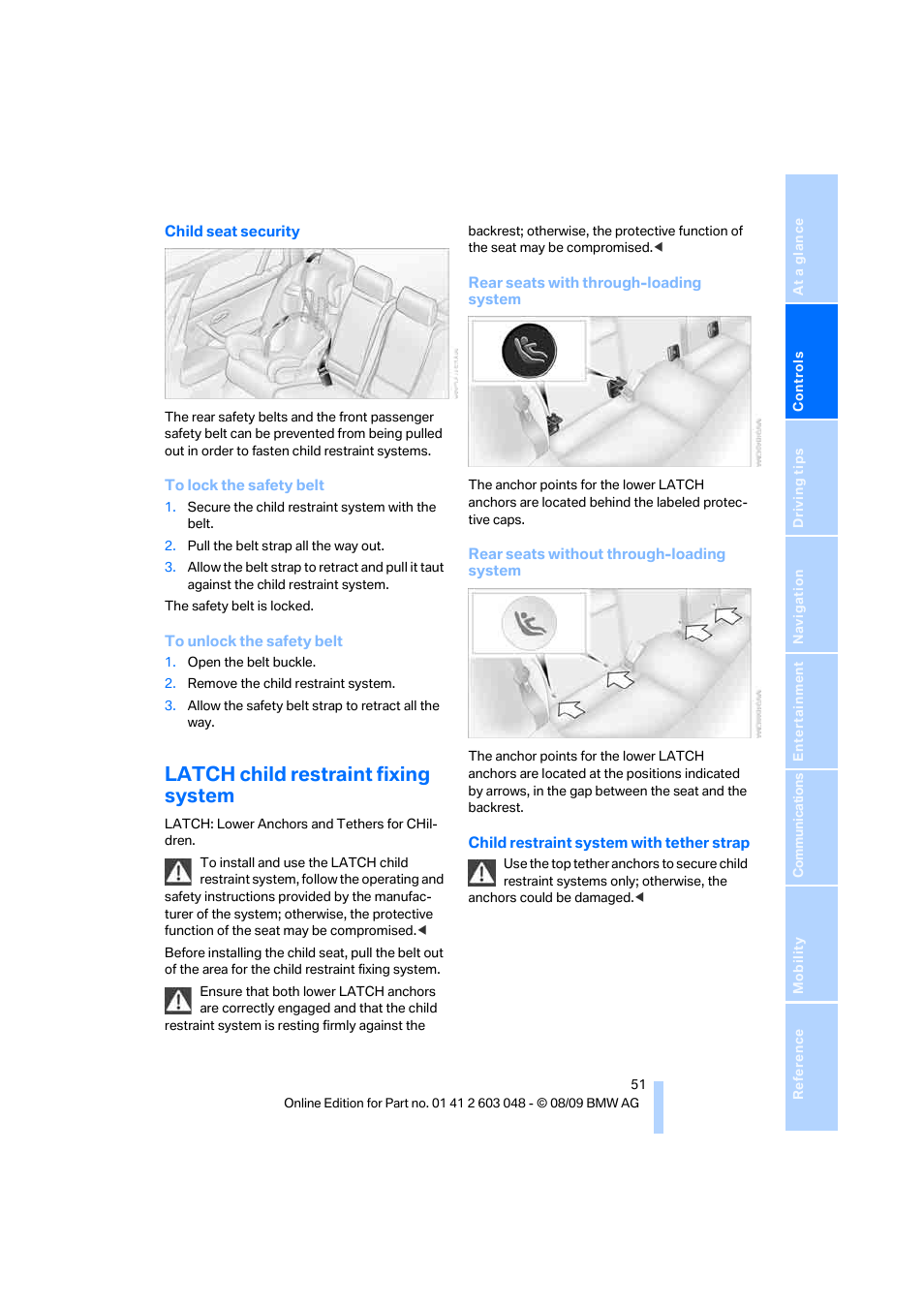 Latch child restraint fixing system | BMW 328i xDrive Sports Wagon 2010 User Manual | Page 53 / 274