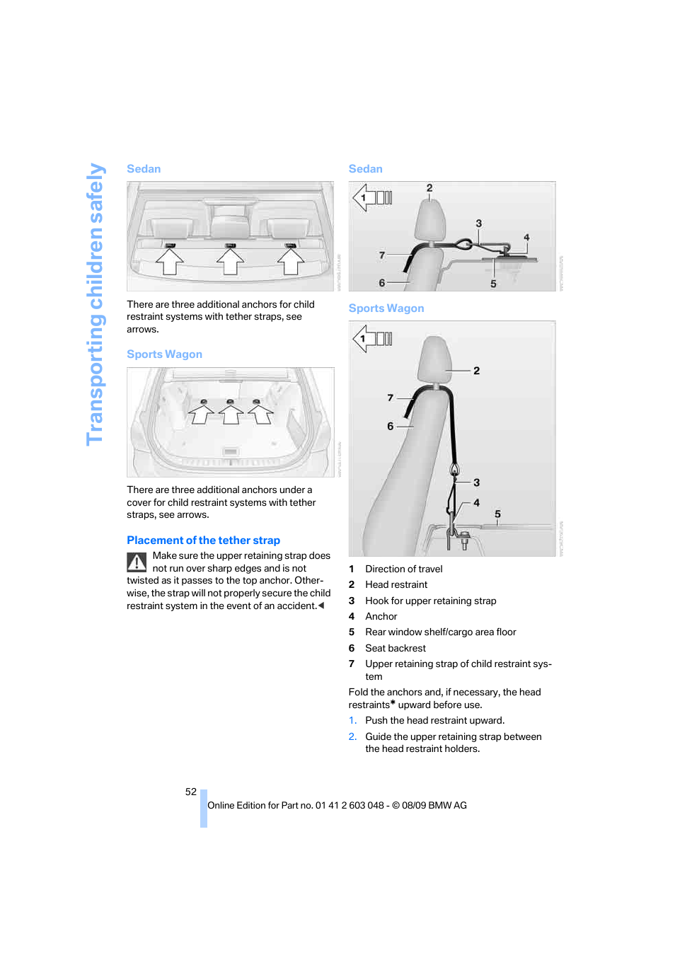 Transporting child ren safely | BMW 328i xDrive Sports Wagon 2010 User Manual | Page 54 / 274