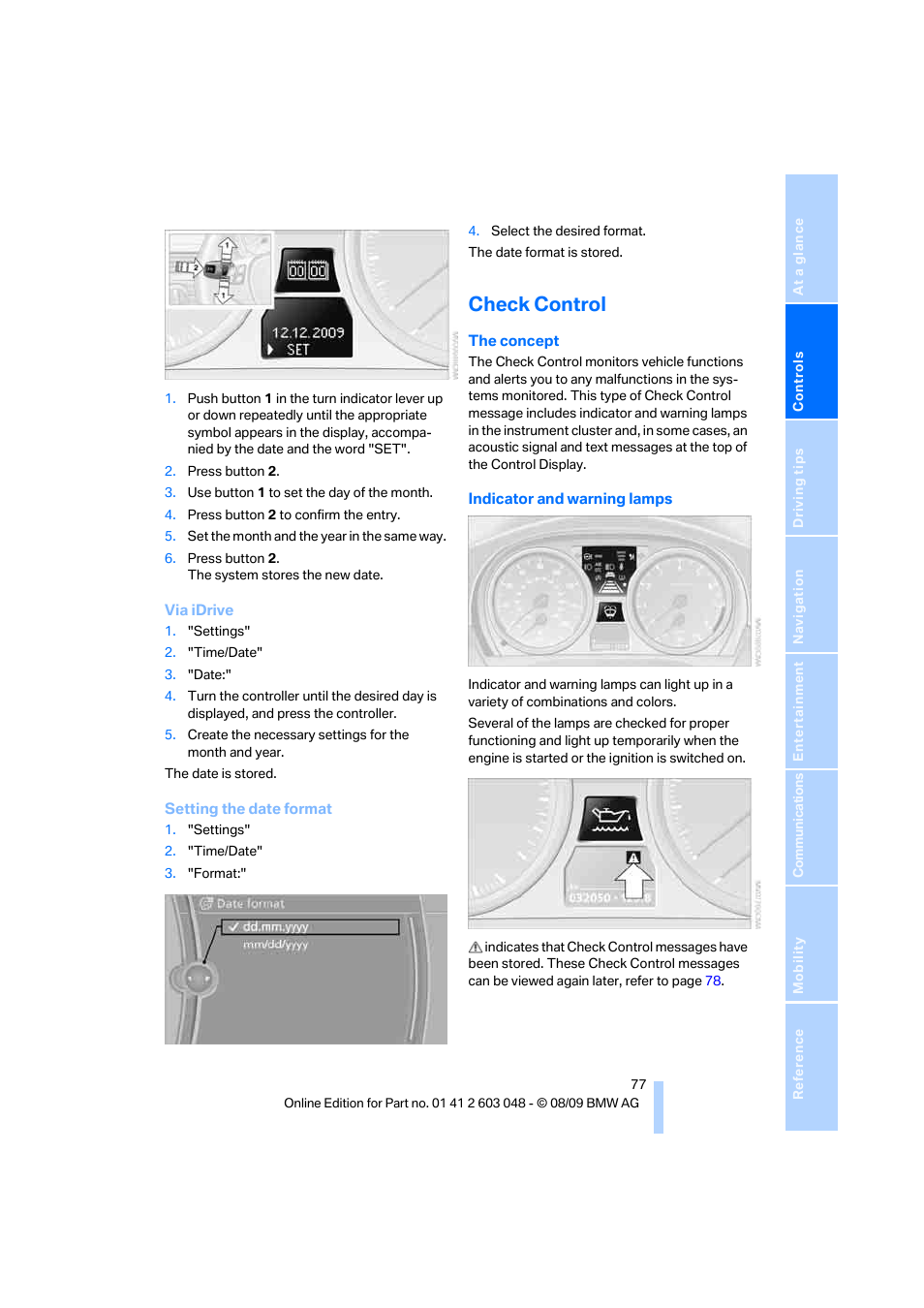 Check control | BMW 328i xDrive Sports Wagon 2010 User Manual | Page 79 / 274