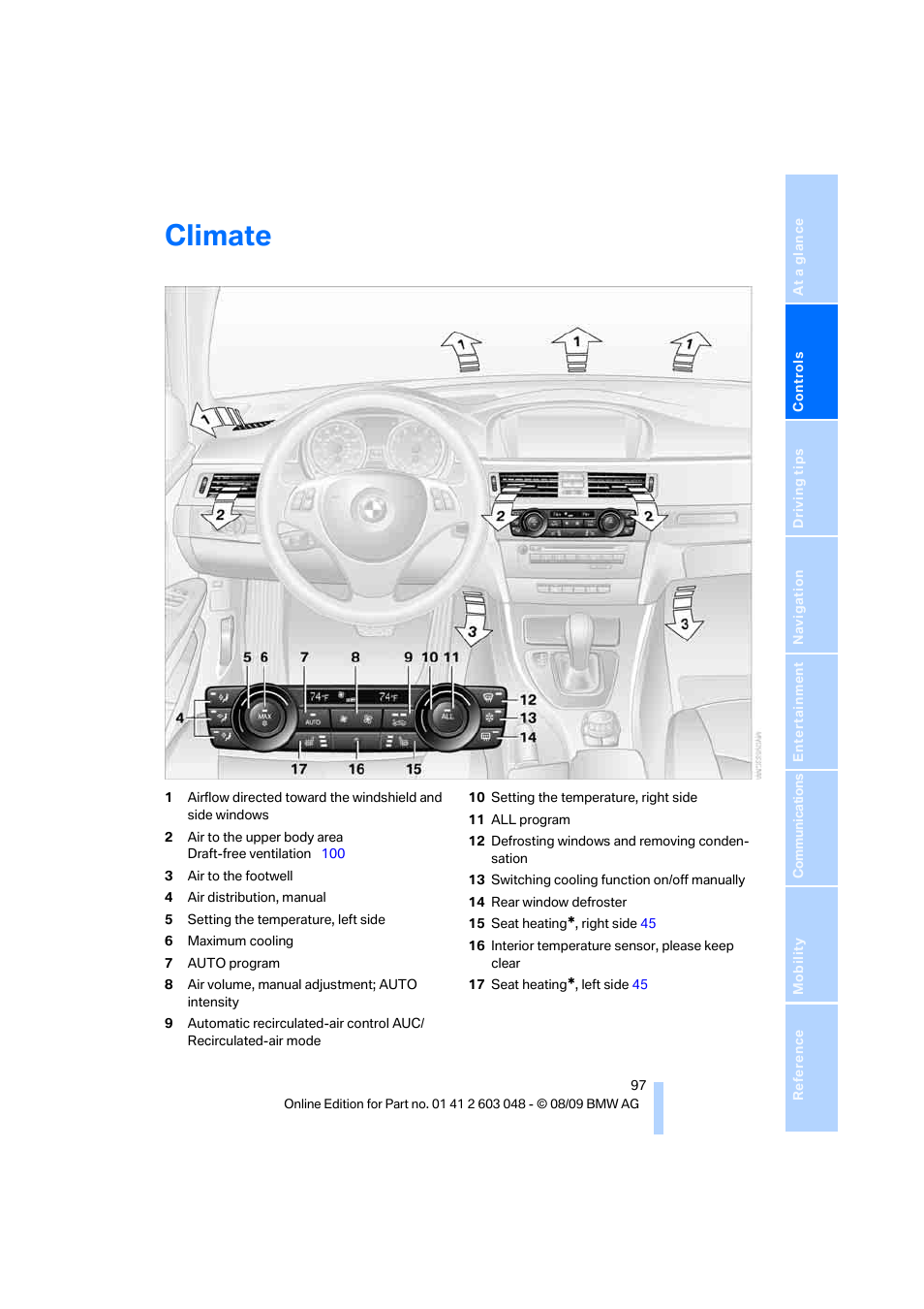 Climate | BMW 328i xDrive Sports Wagon 2010 User Manual | Page 99 / 274