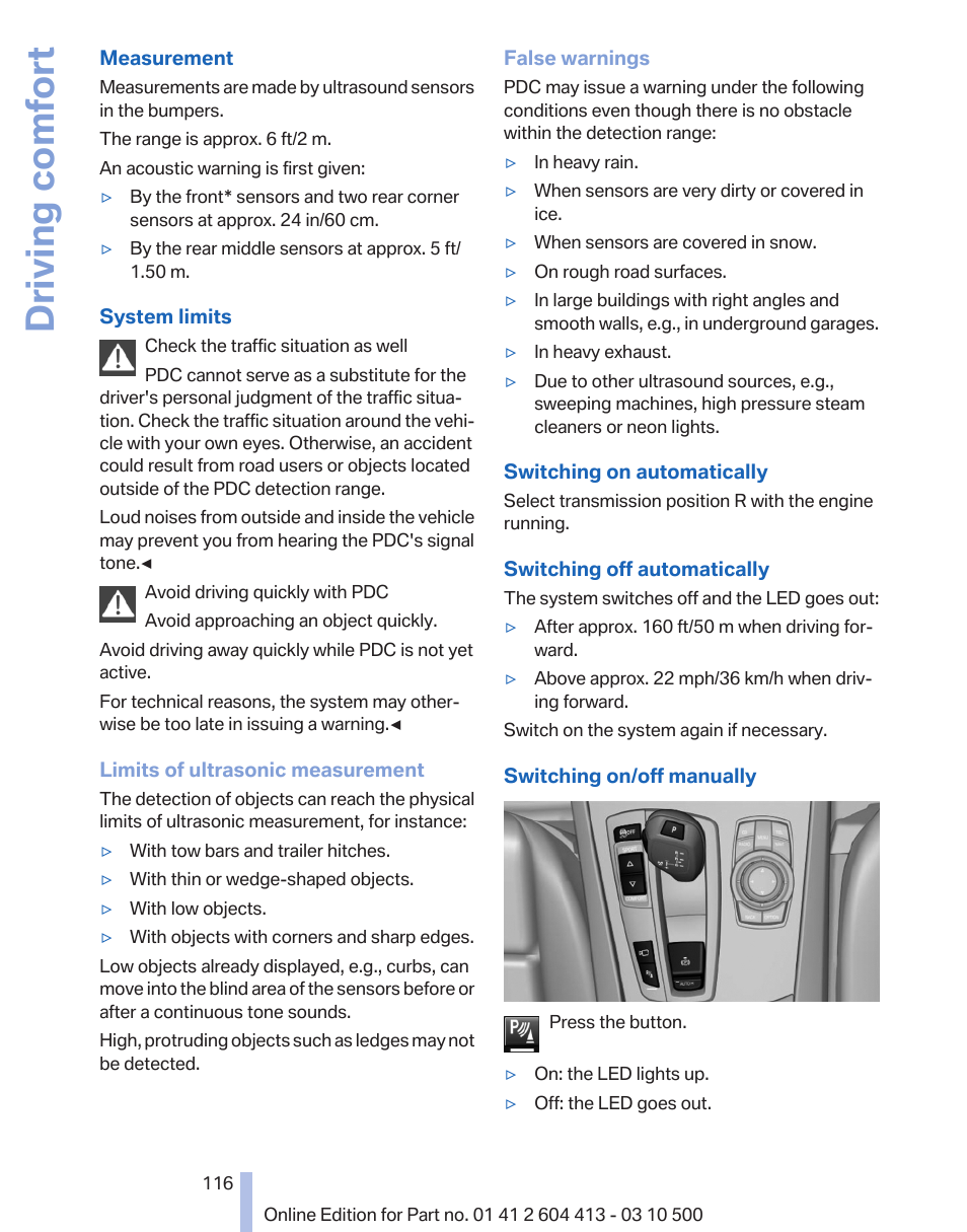 Driving comfort | BMW 550i xDrive Gran Turismo 2010 User Manual | Page 116 / 277