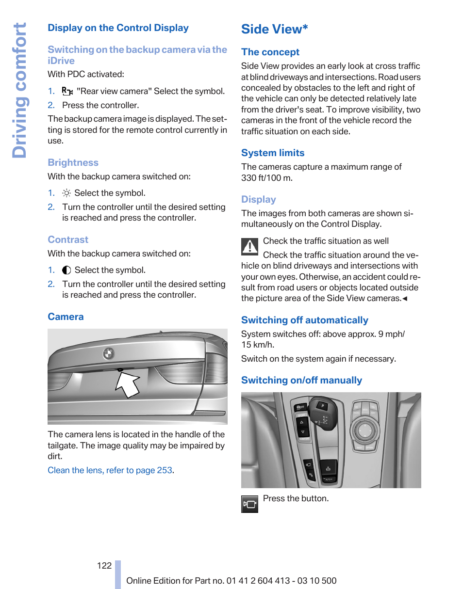 Side view, Side view* 122, Driving comfort | BMW 550i xDrive Gran Turismo 2010 User Manual | Page 122 / 277