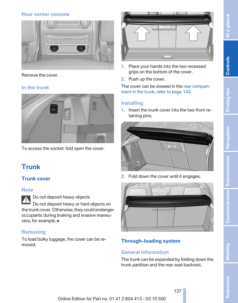 Trunk | BMW 550i xDrive Gran Turismo 2010 User Manual | Page 137 / 277