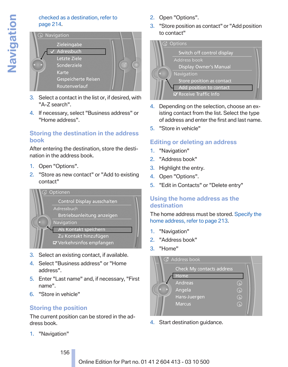 Navigation | BMW 550i xDrive Gran Turismo 2010 User Manual | Page 156 / 277