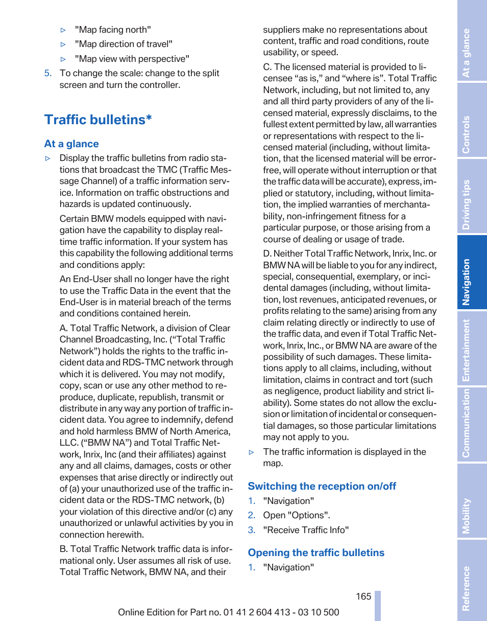 Traffic bulletins | BMW 550i xDrive Gran Turismo 2010 User Manual | Page 165 / 277