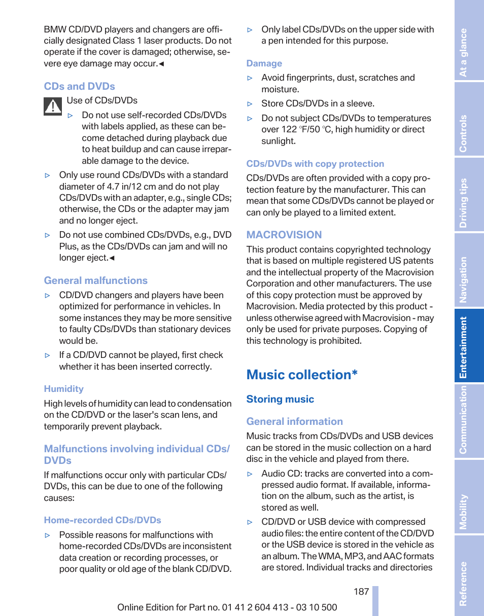 Music collection | BMW 550i xDrive Gran Turismo 2010 User Manual | Page 187 / 277