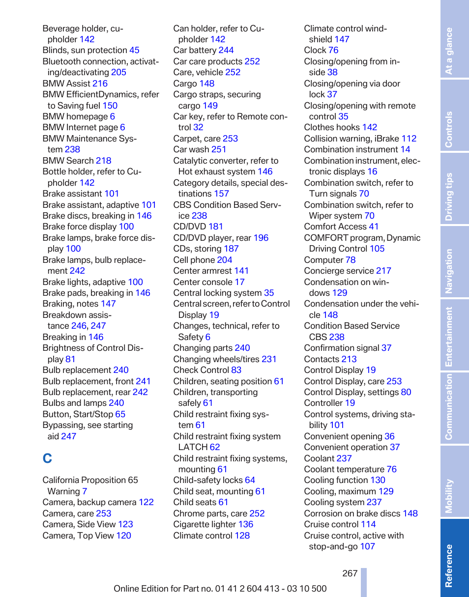 BMW 550i xDrive Gran Turismo 2010 User Manual | Page 267 / 277