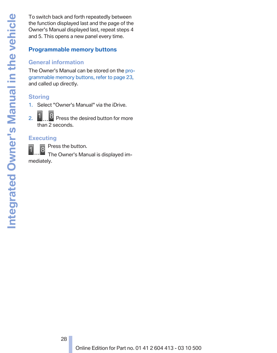 Integrated owner's manual in the vehicle | BMW 550i xDrive Gran Turismo 2010 User Manual | Page 28 / 277