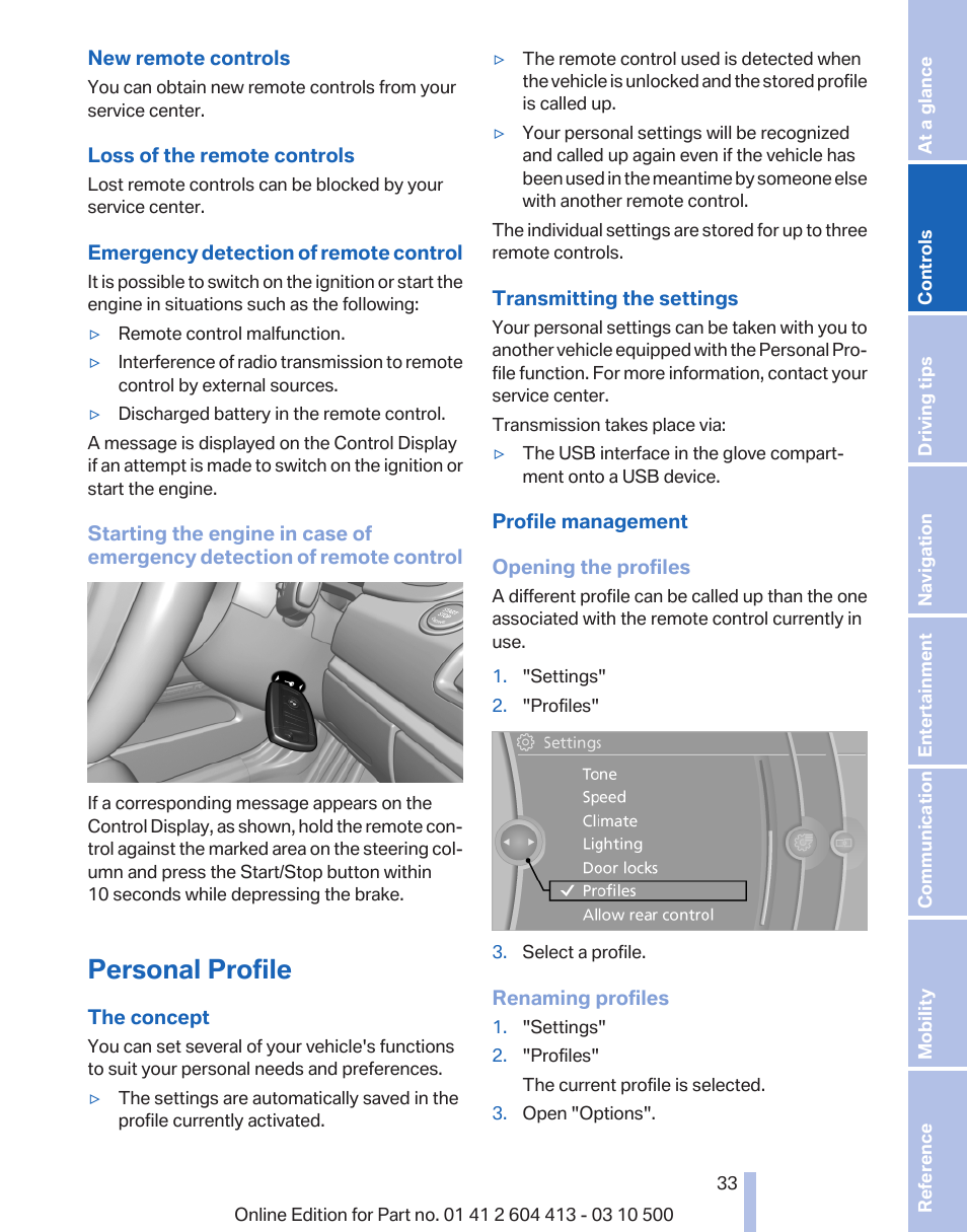 Personal profile, Personal | BMW 550i xDrive Gran Turismo 2010 User Manual | Page 33 / 277