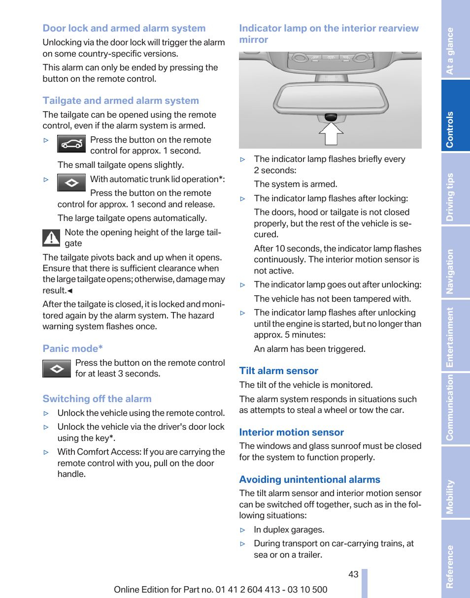 Interior motion | BMW 550i xDrive Gran Turismo 2010 User Manual | Page 43 / 277